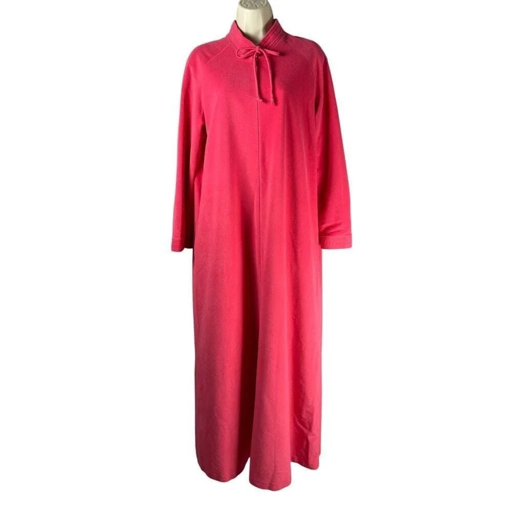 Vanity Fair Vintage 70's Pink Dacron Polyester‎ Fleece Robe Nightgown Medium